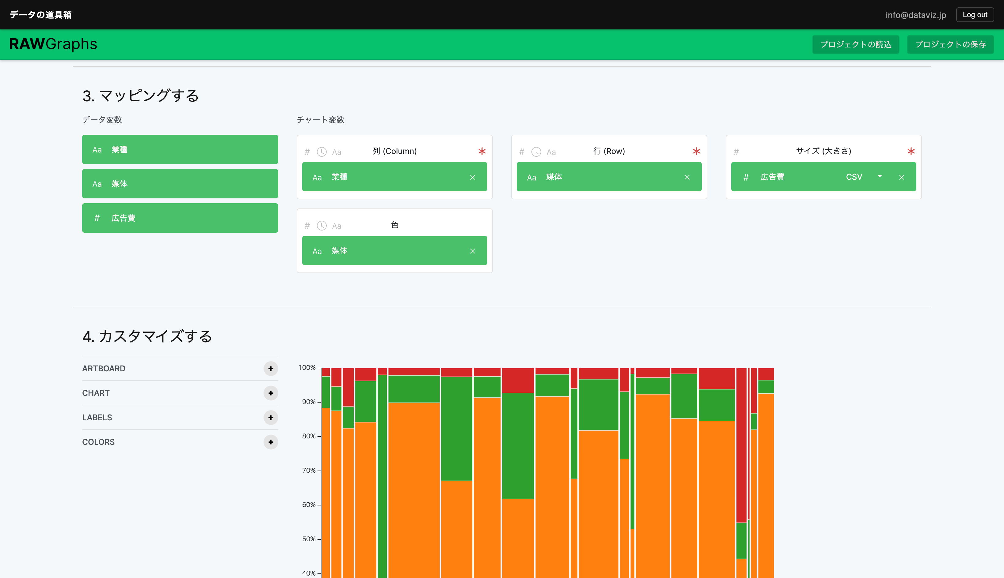 Map data columns to visual and spatial variables